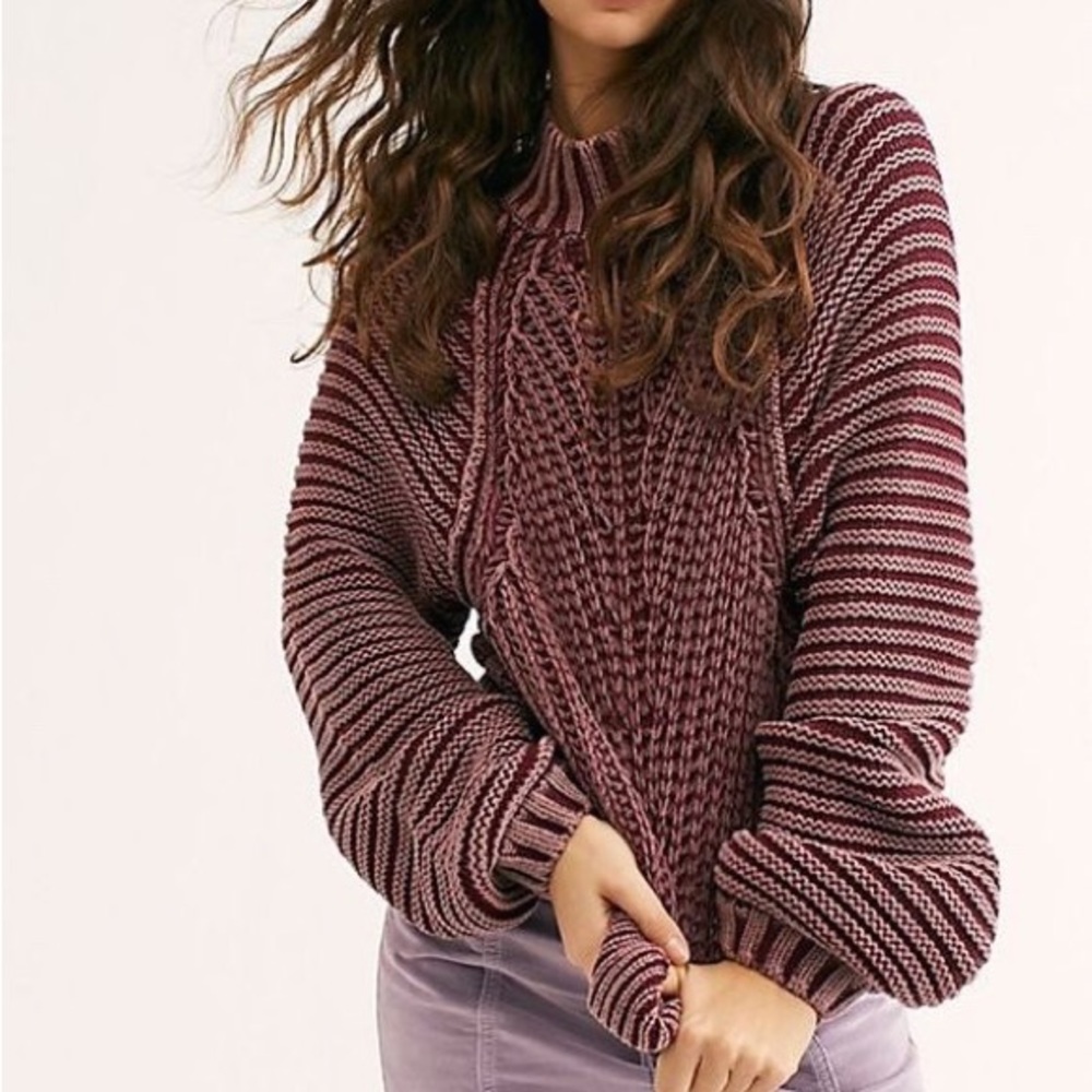 Free People Garnet Grotto Chunky Knit Sweater